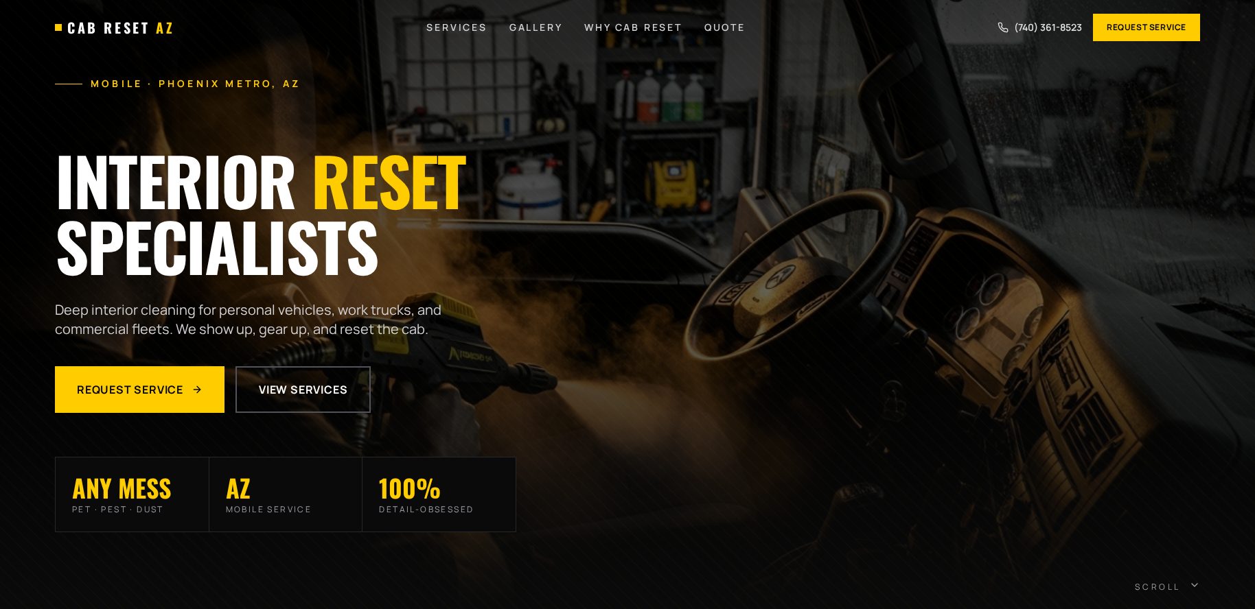 Cab Reset AZ — desktop website preview