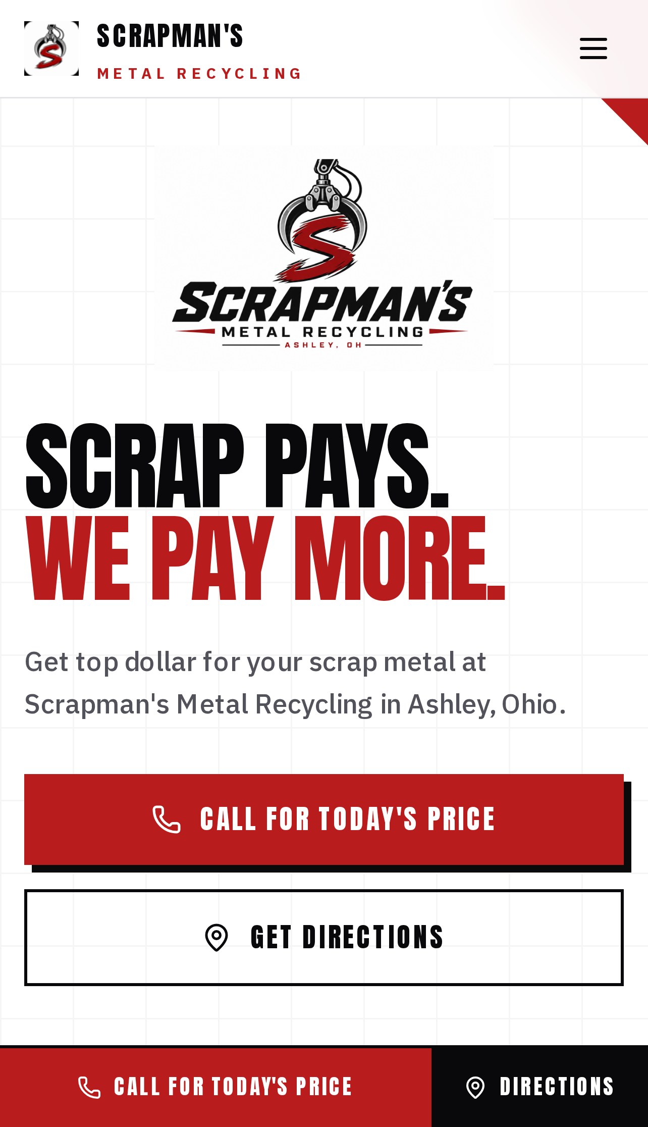 Scrapman's Metals — mobile site preview