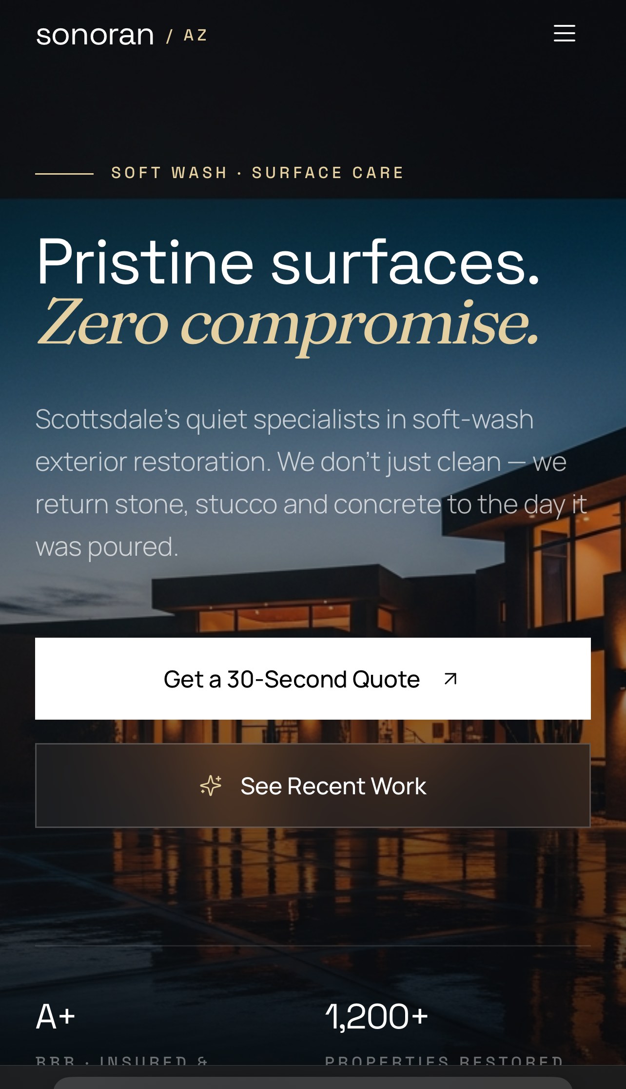 Sonoran Clean — mobile site preview