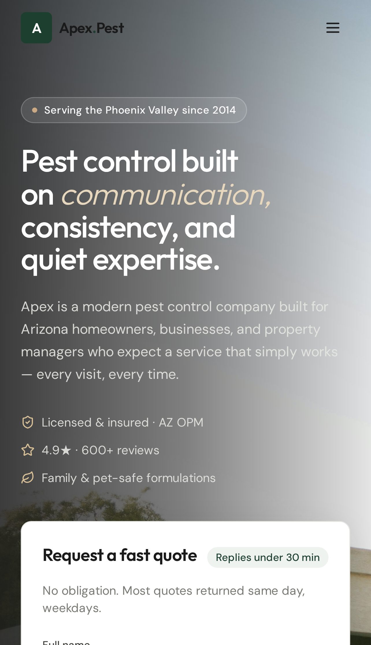 Trusted Pest Care — mobile site preview